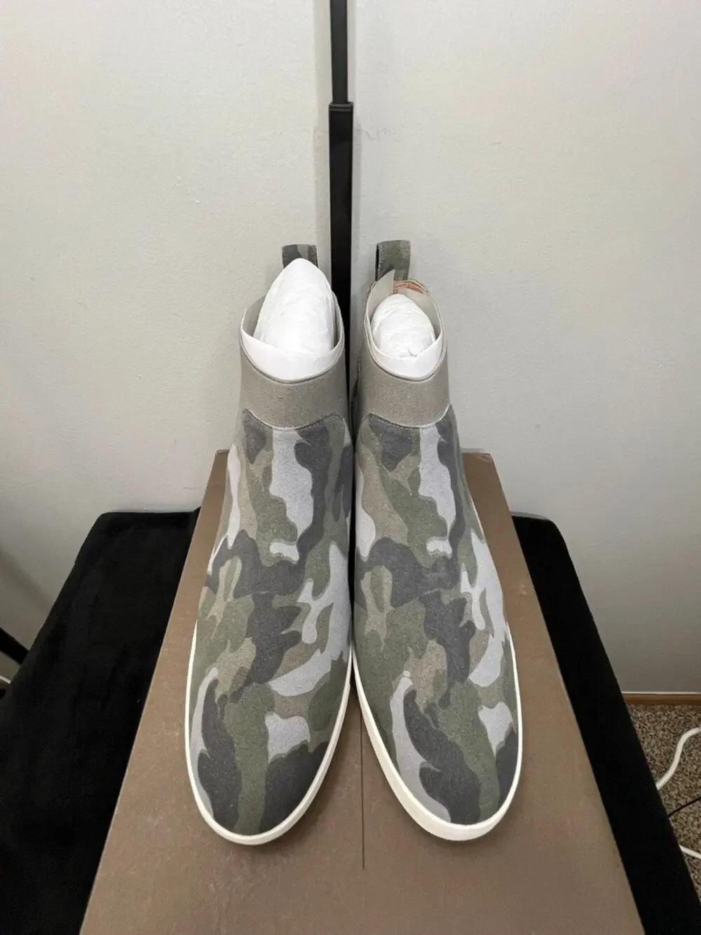 Linea Paolo Ari-L Camo Suede Hidden Wedge Sneaker Boots Size 10 New Box